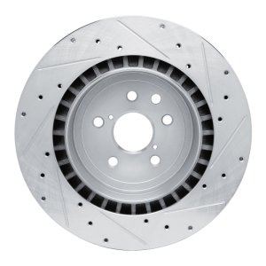 Lexus IS F Brake Rotor (1) - Rear Left - R1 Concepts - Drilled & Slotted - Silver - `08-`14